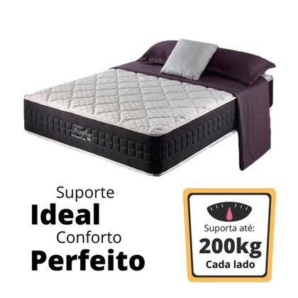 Imagem de Colchão FortFlex 200kg por Pessoa - Tamanho Casal Molas Ensacadas Anjos + Cama Box Com Baú Sintético 138x188x72