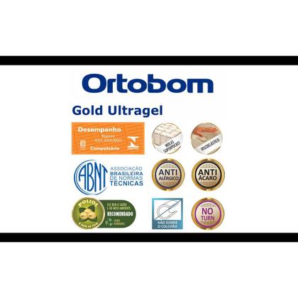 Imagem de Colchão Gold Ultra Gel Casal (138x188x32) - Espuma Viscogel D45, molas Pocket - Ortobom