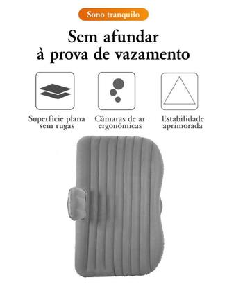 Imagem de Colchão Inflável Carro Extensor 2 Travesseiros 2 Apoio Cinza