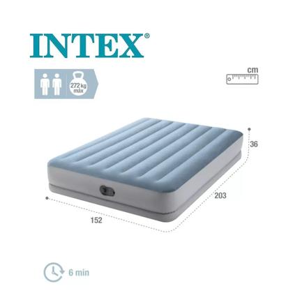 Imagem de Colchão Inflável Casal Intex Queen Dura Beam Plus com Bomba de Inflar Usb Embutida
