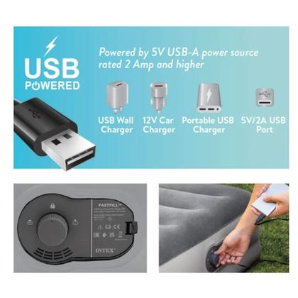 Imagem de Colchão Inflável Casal Intex Queen Dura Beam Plus com Bomba de Inflar Usb Embutida