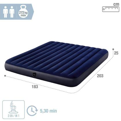 Imagem de Colchão Inflável Casal King Dura Beam Downy Aveludado 272kg com 2 Travesseiros Infláveis e Bomba Manual Intex
