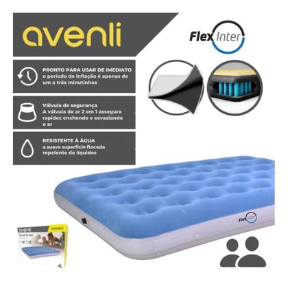 Imagem de Colchão Inflável Casal Premium Multiuso 191cm X 137cm X 22cm Pvc, Veludo E Vinil Resistente À Água -