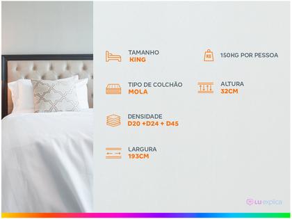 Imagem de Colchão King Castor Vitagel Euro One Face Pocket 193x203x32