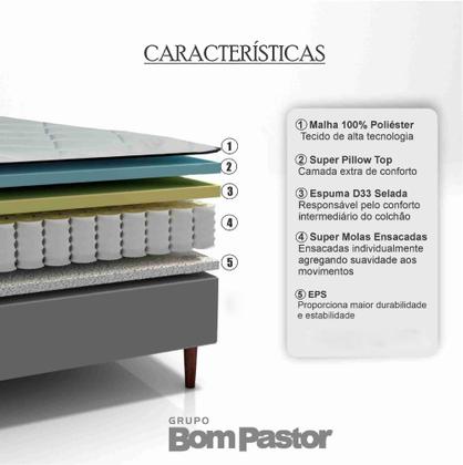 Imagem de Colchão King Fiori Molas Ensacadas 193x203x30 Bom Pastor