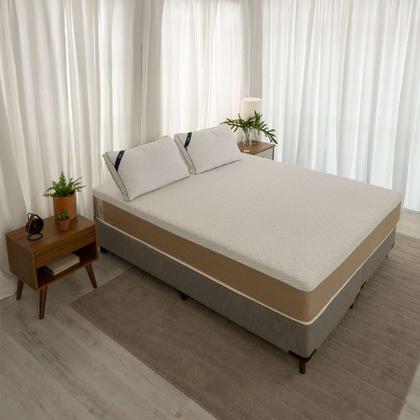 Imagem de Colchão King Guldi Comfort com Massageador Quântico Molas Ensacadas (30x193x203) Branco e Bege