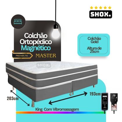 Imagem de Colchão King Shox Master Com Vibromassagem Ortopédico 203x193x025cm