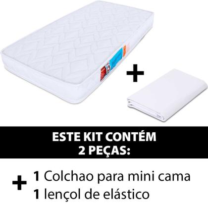 Imagem de Colchão Mini Cama Infantil  Montessoriana Espuma D18 + Lençol Avulso com elástico Percal 180 Fios Antialérgico 148x68x12 BF Colchões