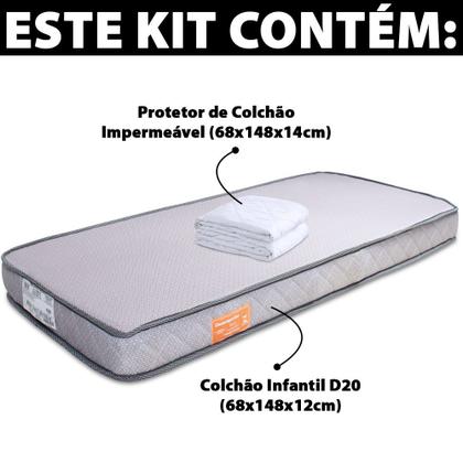 Imagem de Colchão Mini Cama Montessoriana Infantil Antialérgico + Protetor Capa Para Colchão Impermeável 68x148x12cm - BF Colchões