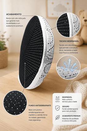 Imagem de Colchão Oval Bebê 77x45x4 Espuma Macia Encaixe Ideal Moisés