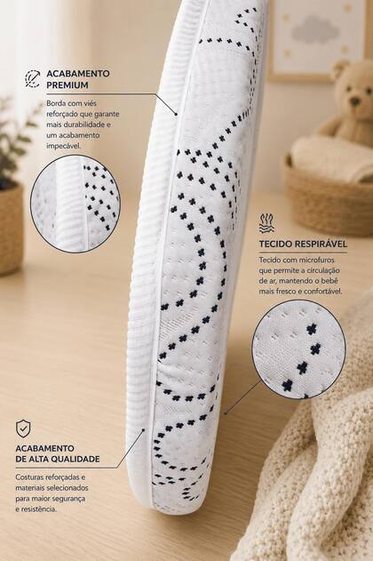 Imagem de Colchão Oval Bebê Para Moisés 77x45x4cm Oferta Especial Últimas Unidades Disponíveis