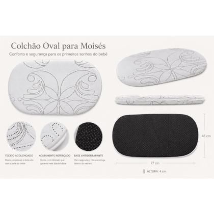 Imagem de Colchão Oval Para Moisés Antialérgico Com Espuma Macia E Acabamento Reforçado Premium SUPER PROMOÇÃO
