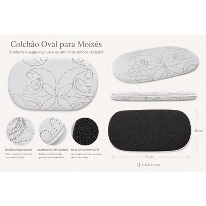 Imagem de Colchão Oval Para Moisés Antialérgico Com Espuma Macia E Acabamento Reforçado Premium SUPER PROMOÇÃO