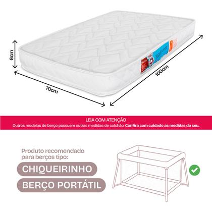 Imagem de Colchão para Berço Desmontável Chiqueirinho Cercadinho D17 100x70x6cm BF Colchões