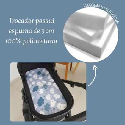 Imagem de Colchão para Carrinho Moises Colchonete Bebê Menino Menina com Capa Removível e Espuma