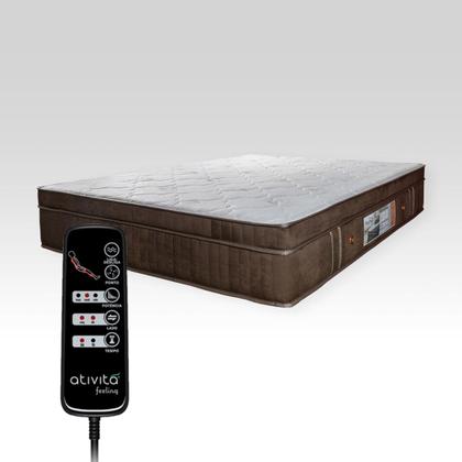 Imagem de Colchão Queen 1,58x1,98 Ortopédico D45 Com Massageador E Controle Marrom 2 Travesseiros ALLMAG