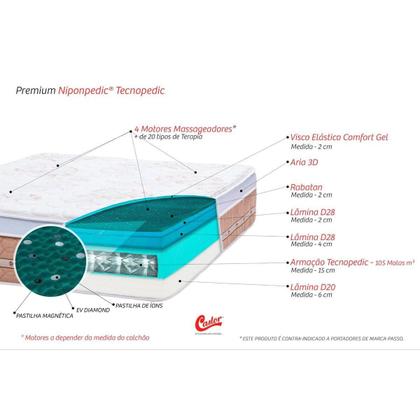 Imagem de Colchão Queen c/ Vibro Massagem Molas Tecnopedic Premium Niponpedic (158x198x32) - Castor