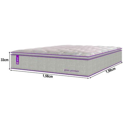 Imagem de Colchão Queen Green Premium Molas Ensacadas 158x198x33cm D33 Pillow Air Flow Suporte 130kg por Pessoa Malha Intense Bege Smartz