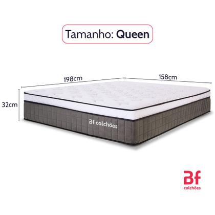 Imagem de Colchão Queen Molas Ensacadas Espuma D33 Firme e Pillow de Visco Power Sleep 158x198cm - BF Colchões