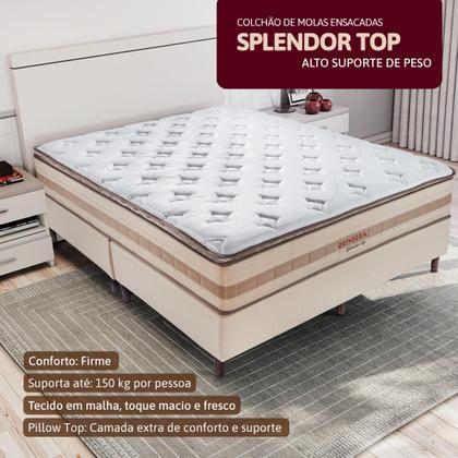 Imagem de Colchão Queen Molas Ensacadas Orthocrin Molas Splendor Top Pillow Top - 158x198x32 Conforto Firme Alto Suporte de Peso