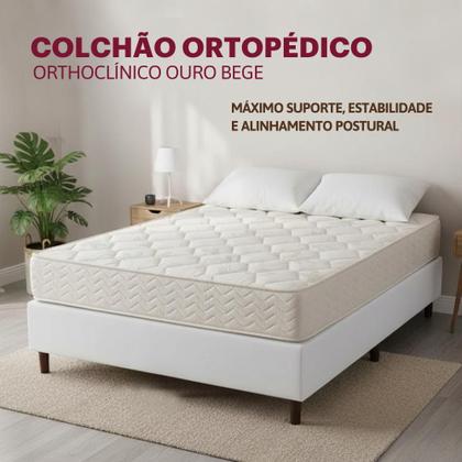 Imagem de Colchão Queen Ortopédico Ouro Orthocrin Espuma Madeira 158X198x24 Alto Suporte Conforto Extrafirme Tecido Antialérgico