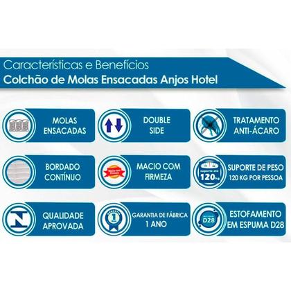 Imagem de Colchão Queen para Hotelaria Molas Superlastic Anjos Hotel Double Face (158x198x24) - Anjos