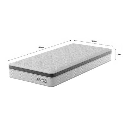 Imagem de Colchão Solteirão Sigma Molas Ensacadas (22x108x198) Branco e Cinza
