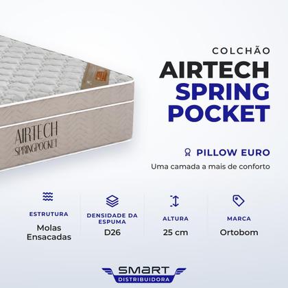Imagem de Colchão Solteiro Airtech Spring Pocket Molas Ensacadas Ortobom 25x88x188