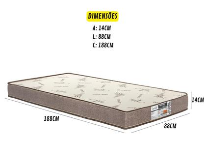 Imagem de Colchão Solteiro Densidade D33 C/ 100% Espuma 14cm Altura