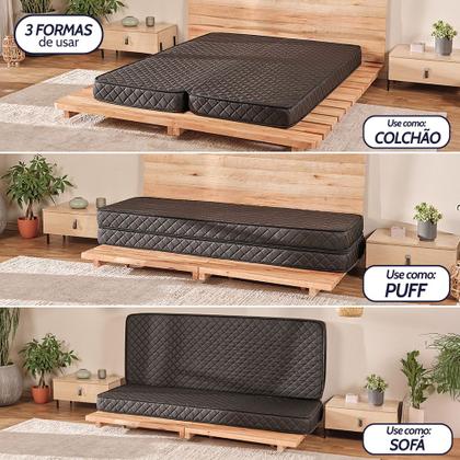 Imagem de Colchão Solteiro Dobrável 3 em 1 Espuma D33 Firme a Vácuo BF Colchões