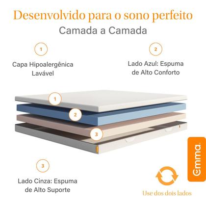 Imagem de Colchão Solteiro Emma Duo Comfort - 10 anos de garantia, conforto ortopédico dupla face - 88X188cm