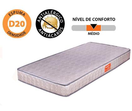 Imagem de Colchão Solteiro Espuma Certificada D20 Antialérgico BF Colchões 88x188x12cm