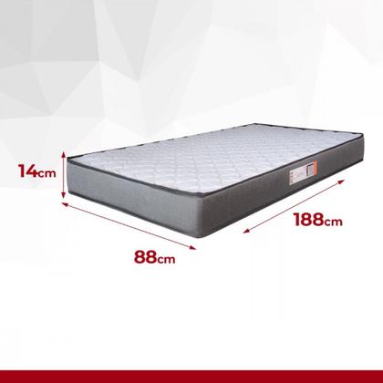 Imagem de Colchão Solteiro Espuma D33 Pro Confort 88x188x14cm Cinza com Branco Hellen