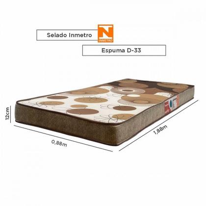 Imagem de Colchão Solteiro Espuma D33 Turquesa 88cm X 188cm X 12cm Marrom Estampado Prorelax Marrom