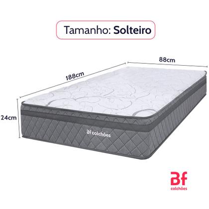 Imagem de Colchão Solteiro Espuma D45 Extra Firme Ortopédico Antialérgico Certificado 88x188x24cm - BF Colchões