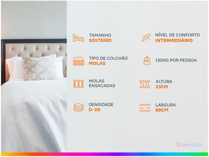 Imagem de Colchão Solteiro Gazin de Mola D28 23x88x188cm Cristal