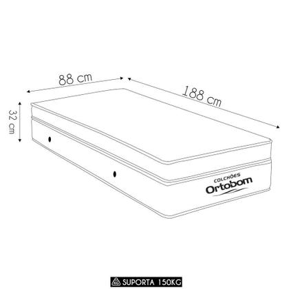 Colchão Solteiro Gold Ultra Gel Molas Superpocket 88x188x32cm - Ortobom Imagem de Colchão Solteiro Gold Ultra Gel Molas Superpocket 88x188x32cm - Ortobom