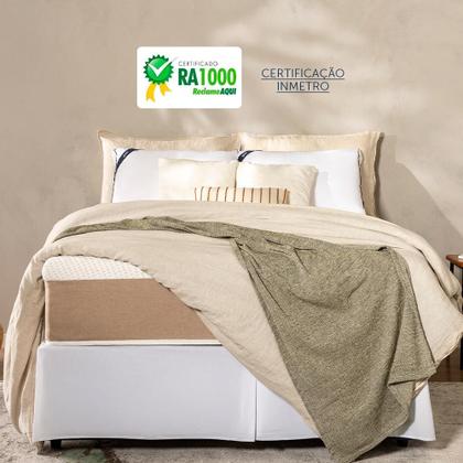 Imagem de Colchão Solteiro Guldi Comfort com Massageador Quântico Molas Ensacadas (30x88x188) Branco e Bege
