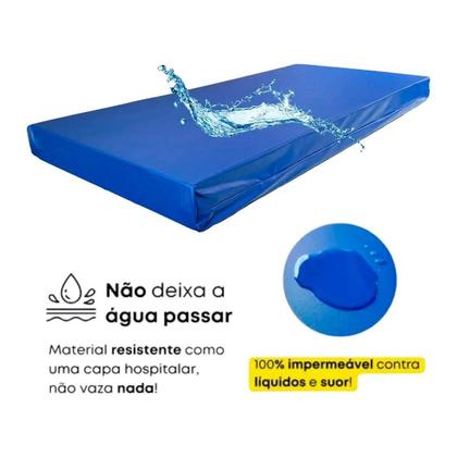 Imagem de Colchão Solteiro Hospitalar Impermeável D23 Pró Saúde Napa Azul (88x188x12) - Luckspuma