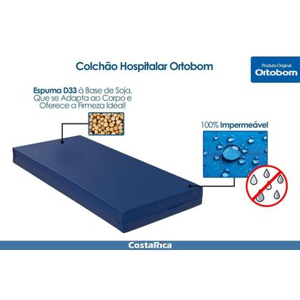 Imagem de Colchão Solteiro Hospitalar Impermeável D33 Napa Azul (88x178x12) - Ortobom