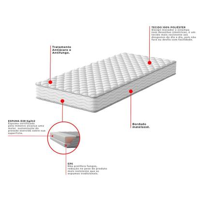 Imagem de Colchão Solteiro Howie Espuma D28 (17x78x188) Branco
