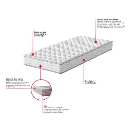 Imagem de Colchão Solteiro Howie Espuma D45 (17x78x188) Branco