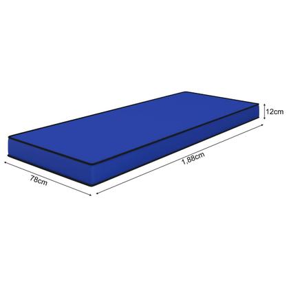 Imagem de Colchão Solteiro Impermeável em Napa Plumatex Alojamento Espuma D28 Real 78x188x12cm Hospitalar Antiacaro Ortopédico Fácil Limpeza Azul Resistente
