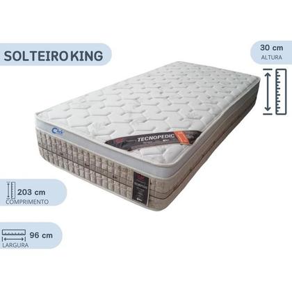 Imagem de Colchão Solteiro King Castor Premium Molas Tecnopedic One Face King 96x203x30  Medida Especial  Resistente Firme