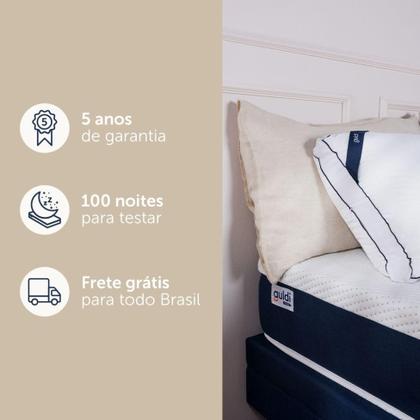 Imagem de Colchão Solteiro King Mola Ensacada Guldi Macio (25x96x203) Azul e Branco