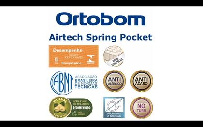 Imagem de Colchão Solteiro Mola Ensacada 88CMX25CMX188CM Airtech Spring Pocket Ortobom Bege Branco