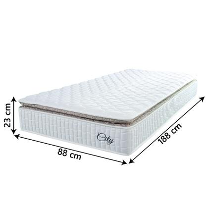 Imagem de Colchão Solteiro Molas Ensacadas City Pillow Top 88x188x23cm Branco/Bege Hellen - Suporta até 110kg por Pessoa
