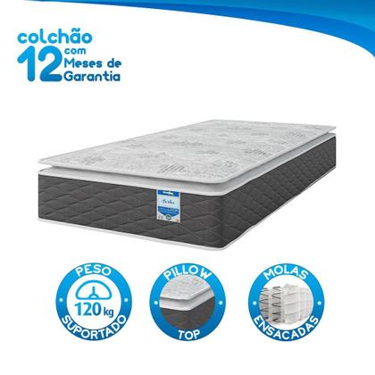 Imagem de Colchão Solteiro Molas Ensacadas Individualmente 88x188 Pillow Top Bertha Umaflex