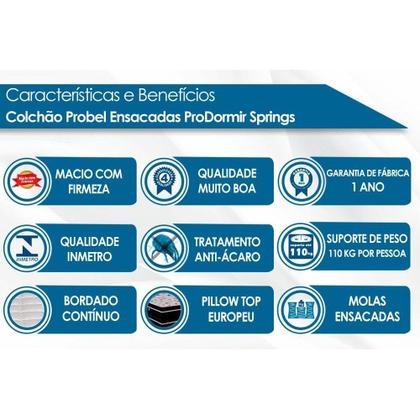 Imagem de Colchão Solteiro Molas Ensacadas MasterPocket ProDormir Springs Luxo Euro Pillow Gray (88x188x28) - Probel