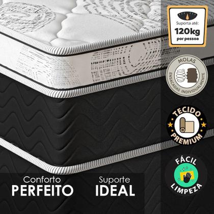 Imagem de Colchão Solteiro Molas Ensacadas Varena Europillow 88x188x30cm Full - Maestro Colchões